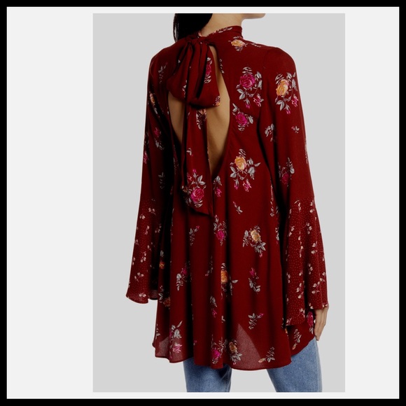 FREE PEOPLE BOHO FLOWY FLORAL MINI BOHEMIAN PRINT TUNIC DRESS A2C - Picture 4 of 16